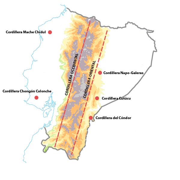 Fig. 10 Mapa de Cordilleras del Ecuador