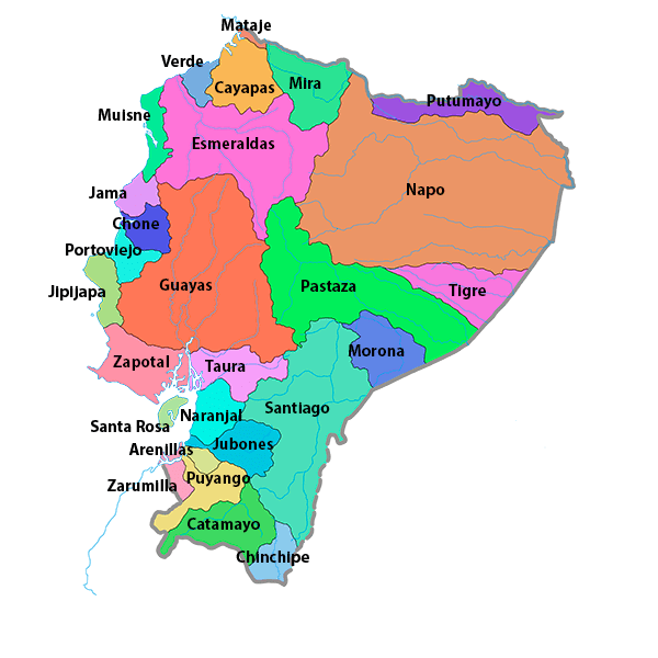 Fig. 13 Cuencas hidrográficas del Ecuador